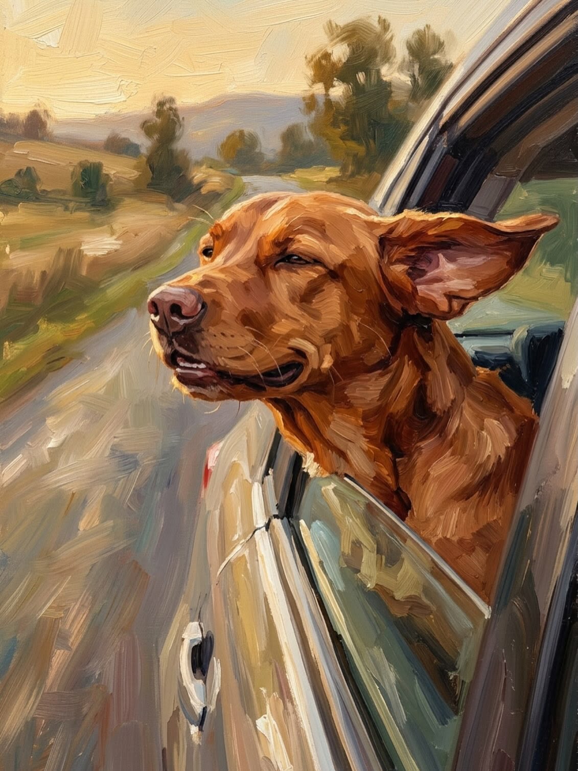 Artist painting a realistic pet portrait on canvas